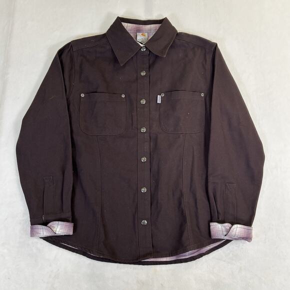 Carhartt Women’s Medium Brown Flannel Lined Chore Barn Coat Workwear Jacket FS - Picture 1 of 11